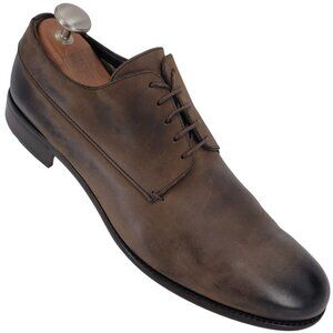 Bally Switzerland Burnished Brown Leather Dress Shoes 12 Plain-toe Derby Oxfords
